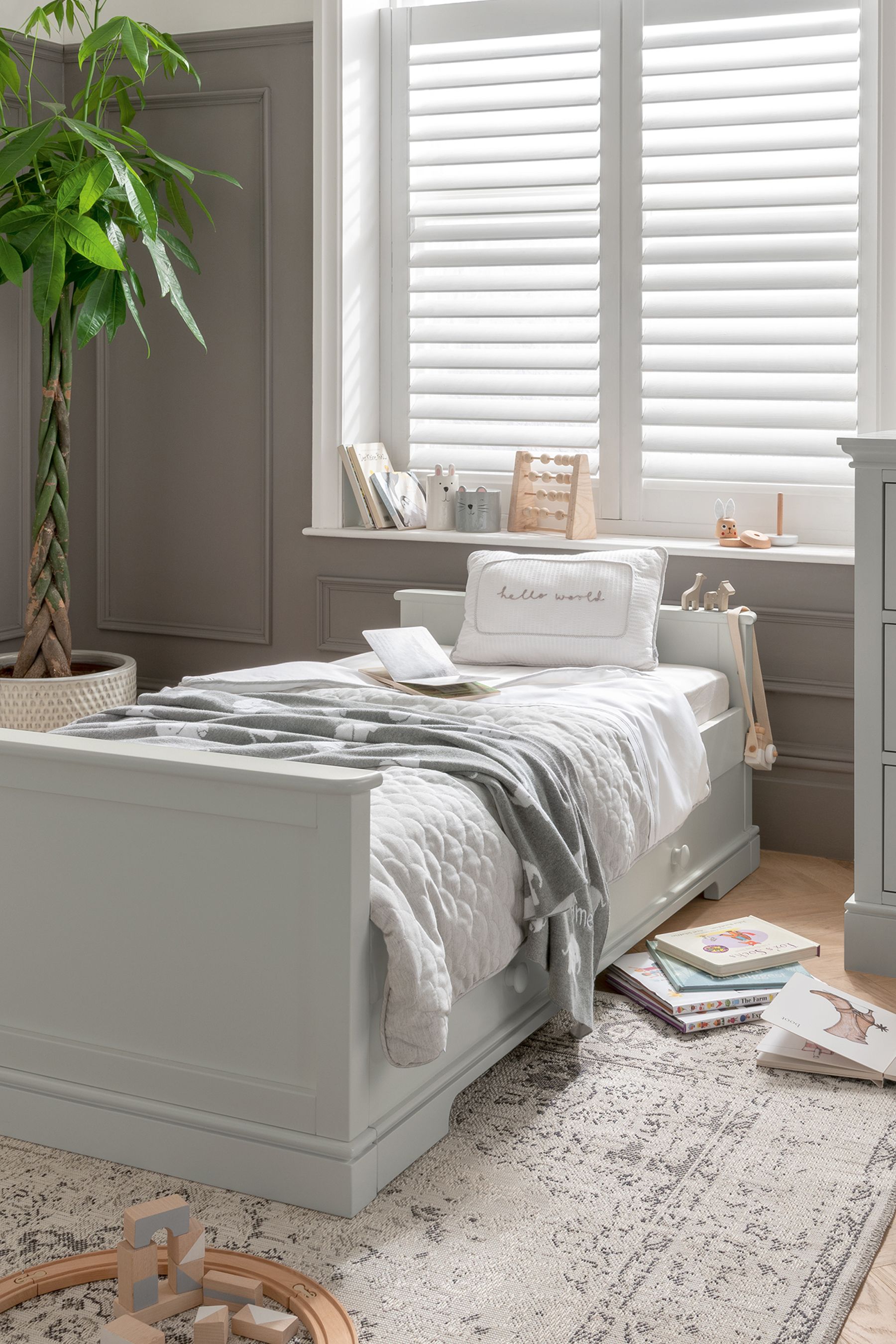 Buy Mamas & Papas Grey Oxford Cot Bed from the Next UK online shop