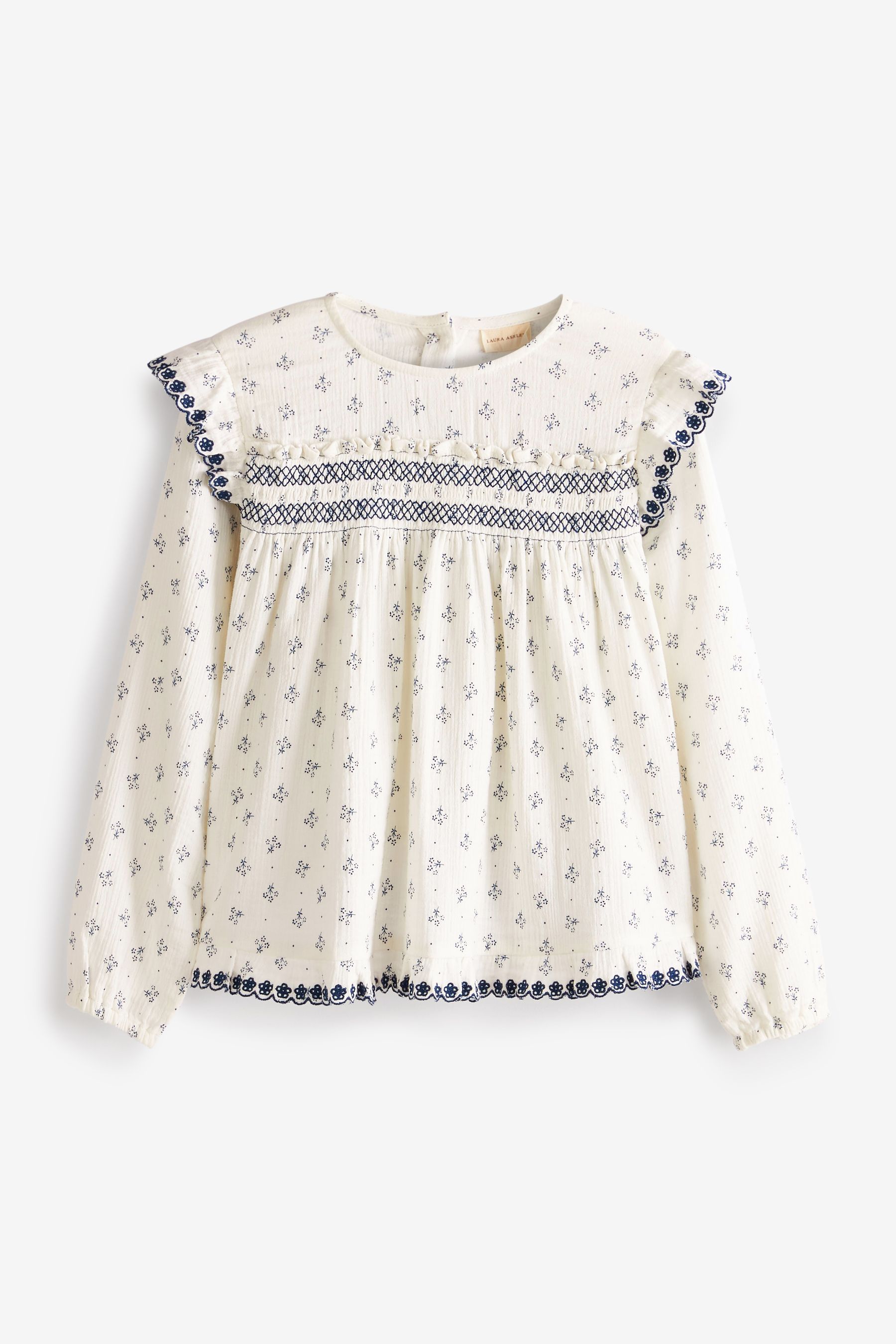 Buy Laura Ashley White/Blue Printed Blouse from Next Ireland