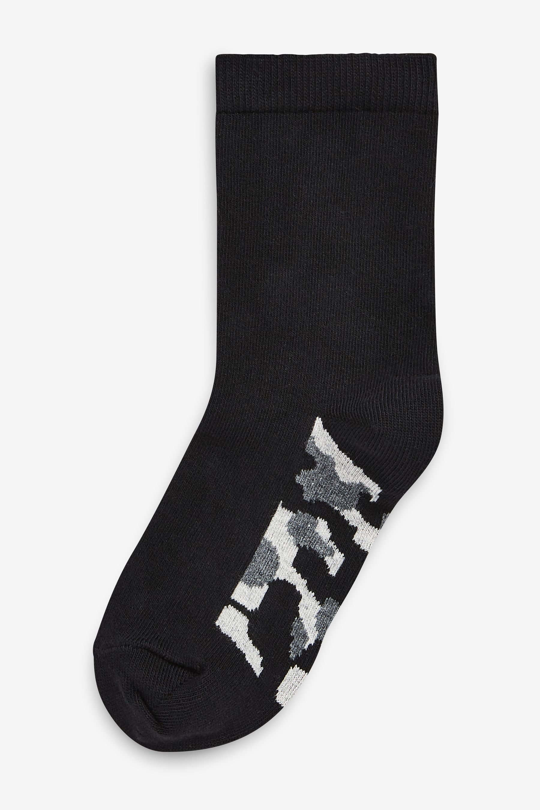 Buy Black Camouflage Footbed 7 Pack Cotton Rich Socks from the Next UK ...