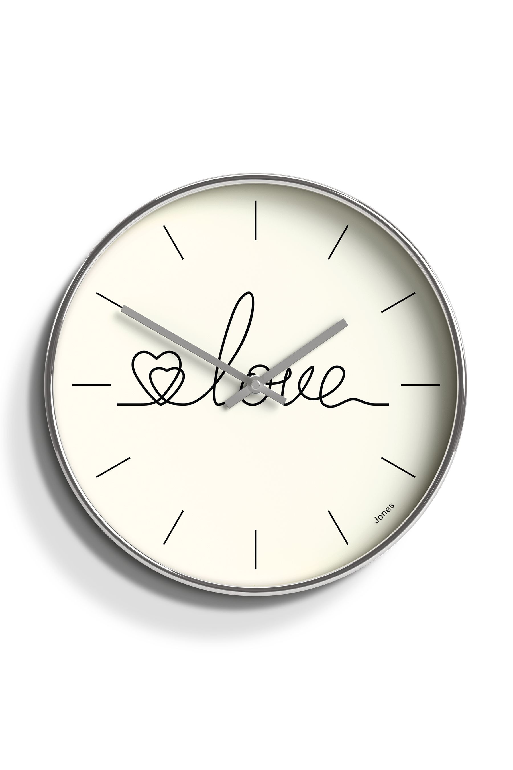 Buy Jones Clocks Silver Silver Love Graphic Wall Clock from the Next UK
