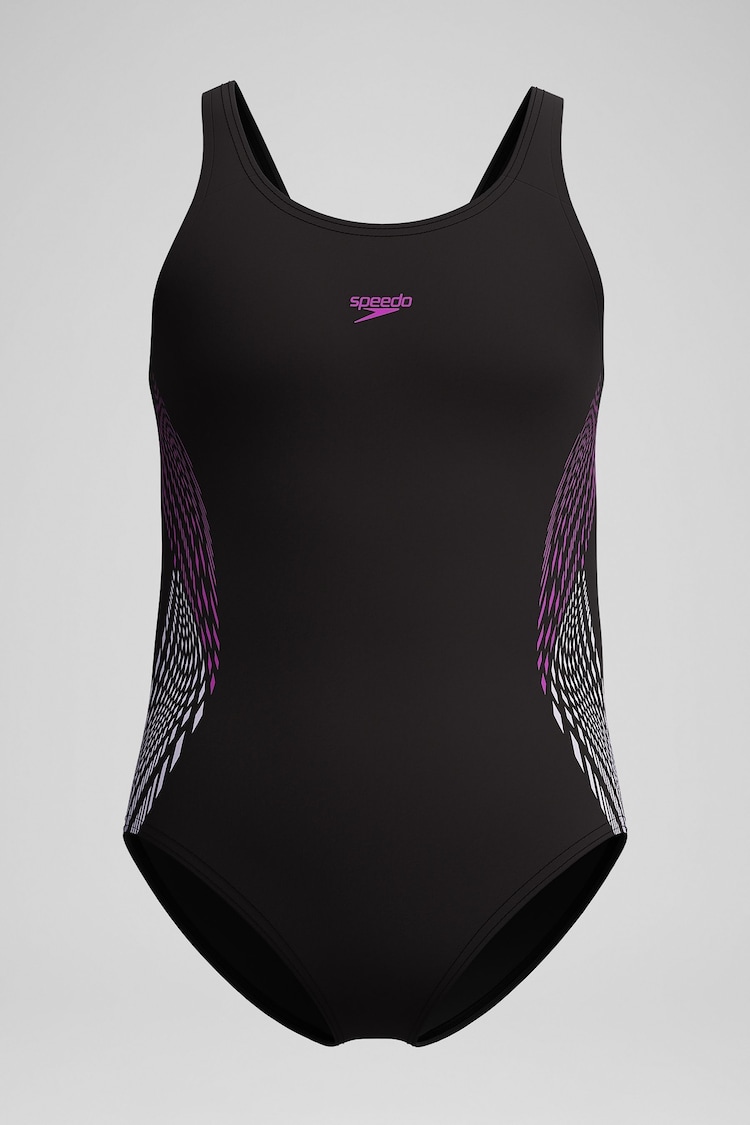 Speedo Black Placmement Muscleback Swimsuit - Image 1 of 1