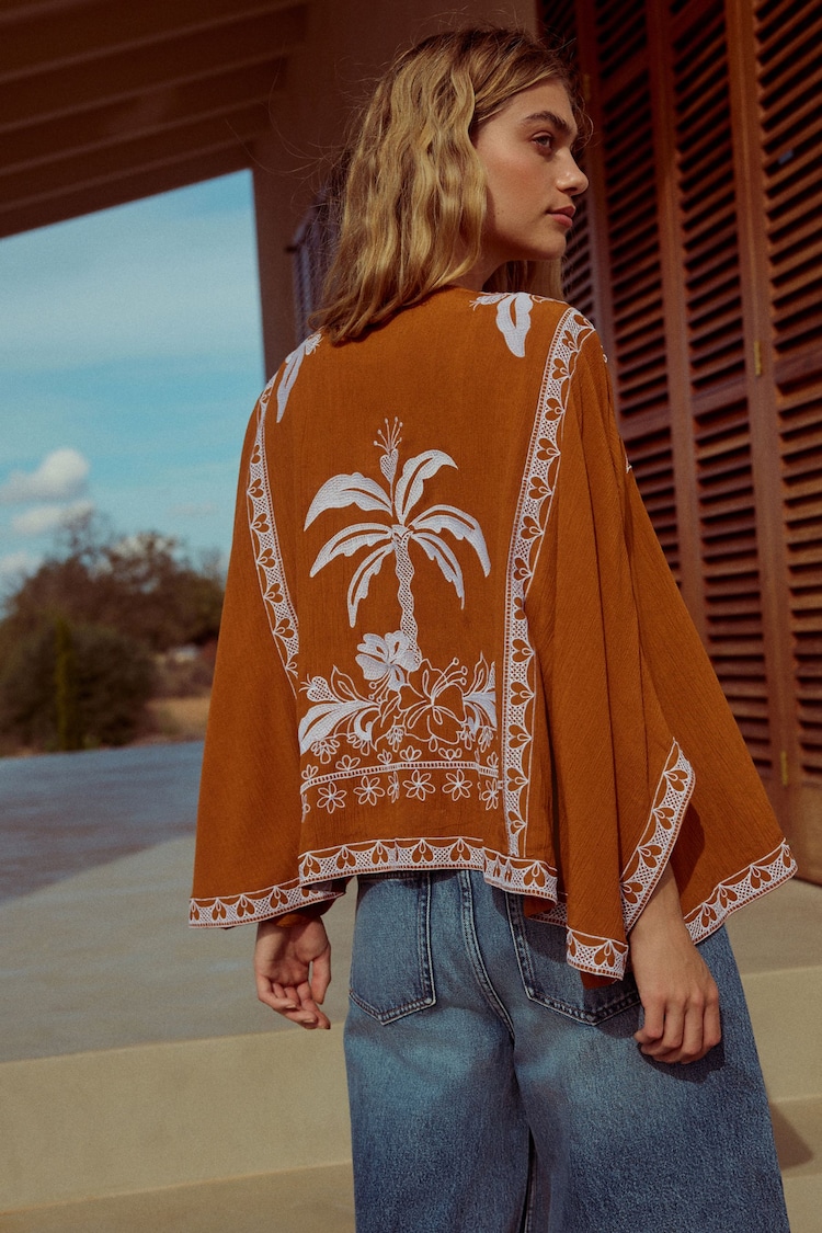 Rust Brown Short Kimono Cover-Up - Image 1 of 1
