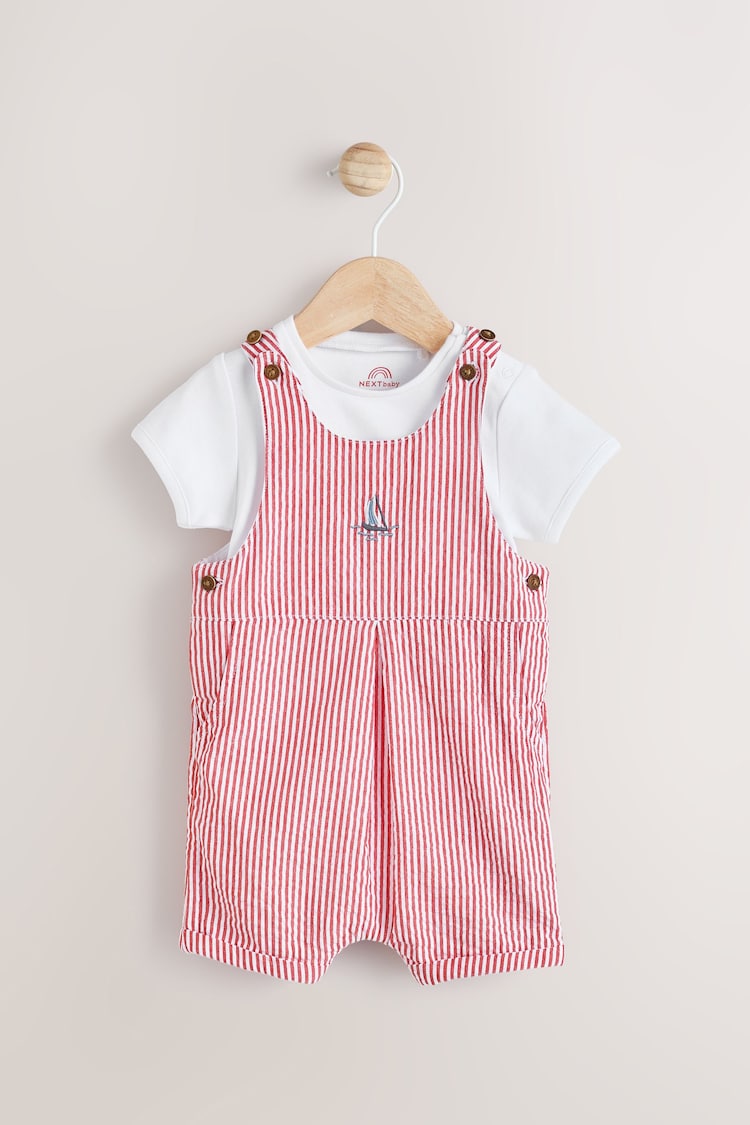 Red Stripe Baby Woven Dungaree and Bodysuit Set (0mths-2yrs) - Image 1 of 1