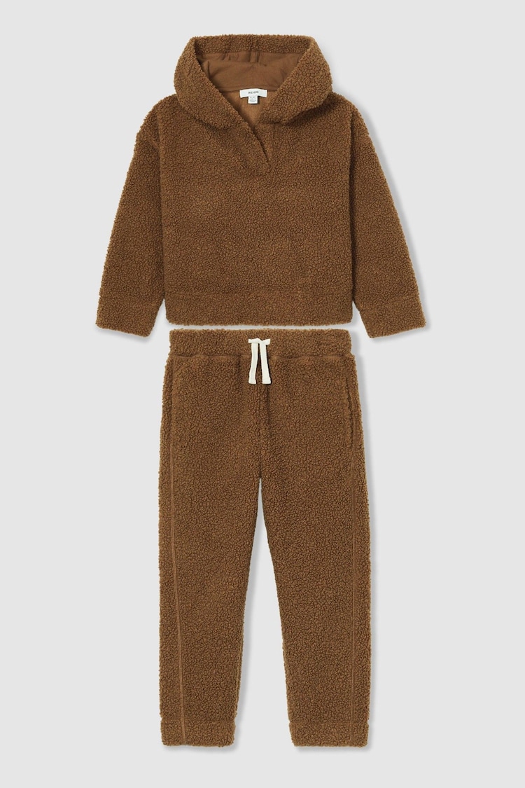 Reiss Brown Orla 13-14 yrs Borg Hoodie And Joggers Set - Image 1 of 1