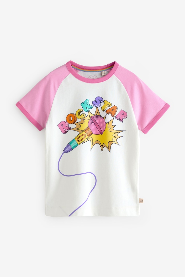 Little Bird by Jools Oliver Pink Rainbow Raglan Short Sleeve T-Shirt - Image 1 of 1