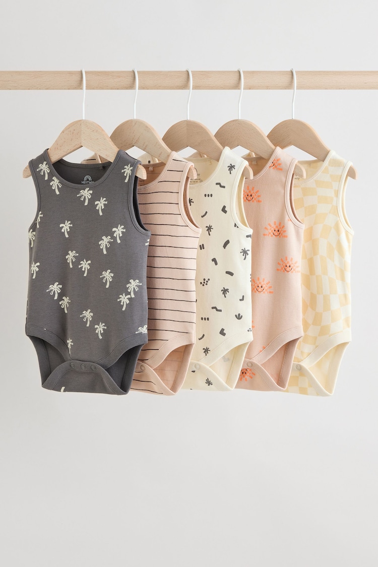 Monochrome/Cream Tropical Print - حزمة من 5 لباس قطعة واحدة صديري للبيبي - صورة 1 من 1 Monochrome/Cream Tropical Print - حزمة من 5 لباس قطعة واحدة صديري للبيبي - صورة 1 من 1