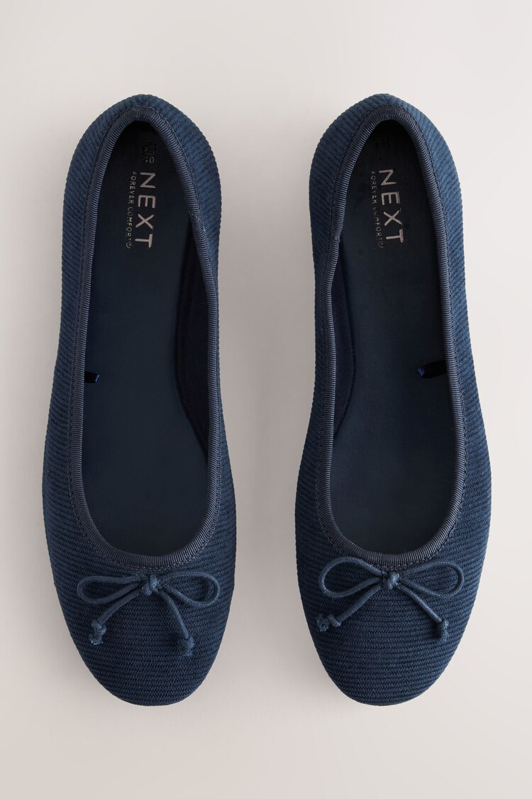 Navy Corduroy Standard/Wide Fit Forever Comfort® Ballerinas Shoes - Image 1 of 1