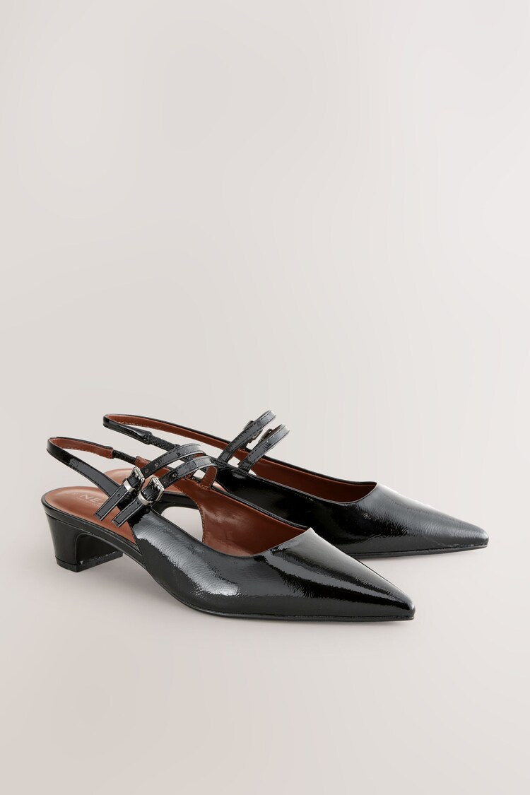 Black Forever Comfort® Point Toe Double Mary Jane Low Block Heels - Image 1 of 1