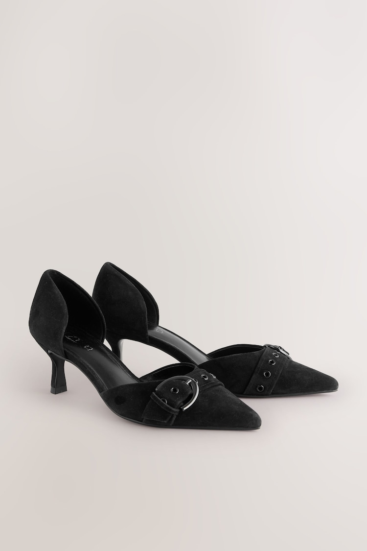 Черный - Кожаные туфли на низком каблуке с люверсами и пряжкой Forever Comfort® - Изображение 1 из 1