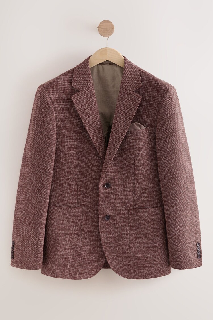 Rust Brown Slim Fit Nova Fides Italian Fabric Textured Cotton Blend Blazer - Image 1 of 1
