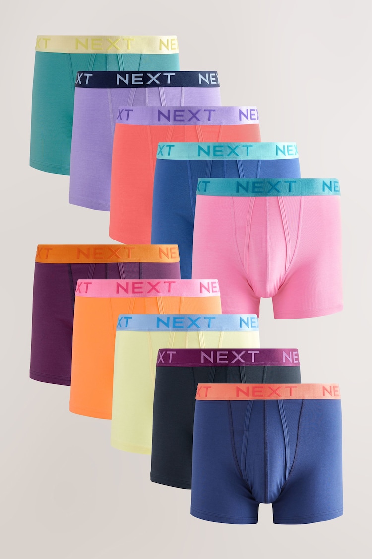 Bright Orange/Green /Yellow Contrast 10 pack A-Front Boxers - Image 1 of 1