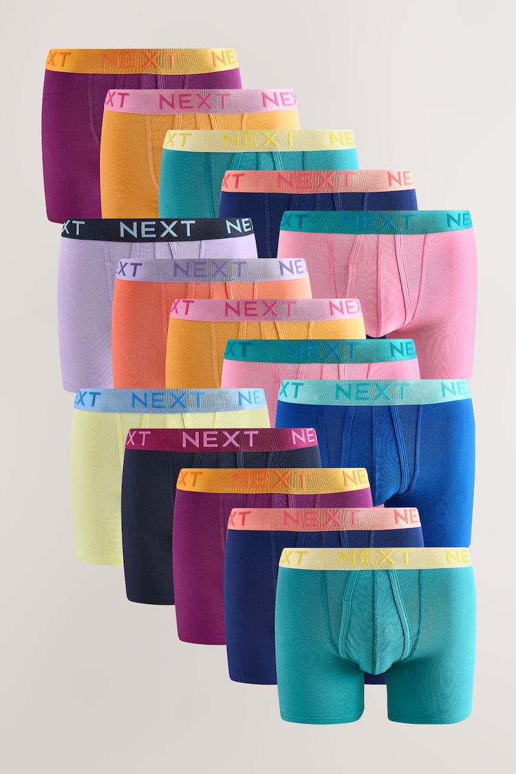 Bright Orange/ Pink/ Green/ Yellow Contrast 15 Pack A-Front Boxers - Image 1 of 1