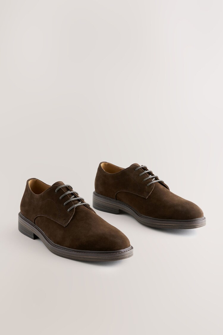 Brown Suedette Derby Shoes - Image 1 of 1