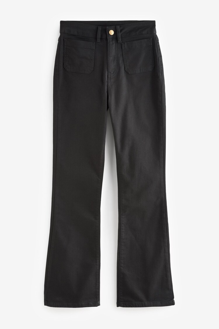 LK Bennett Millie  High Waist Patch Pocket Kickflare Black Jeans - Image 1 of 1
