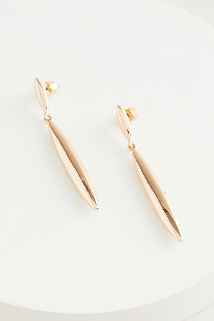 Gold Tone Sleek Drop Earrings - Image 1 of 1