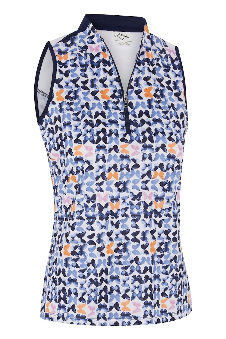 Polo blanco sin mangas con estampado de mariposas de Callaway Apparel - Imagen 1 de 1