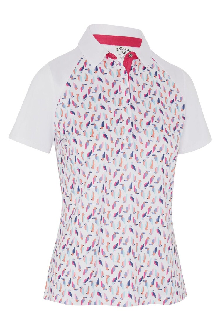 Polo blanco en tejido novedad con estampado de loros de Callaway Apparel - Imagen 1 de 1