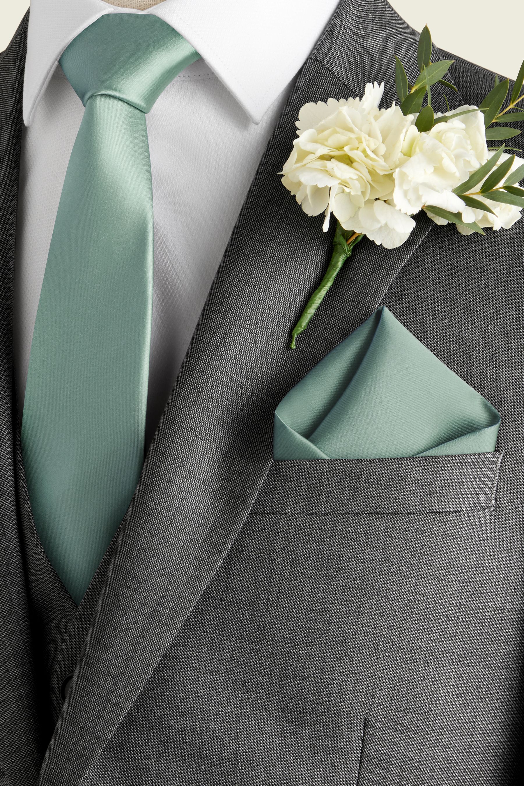 Buy Sage Green Silk Tie And Pocket Square Set from the Next UK online shop