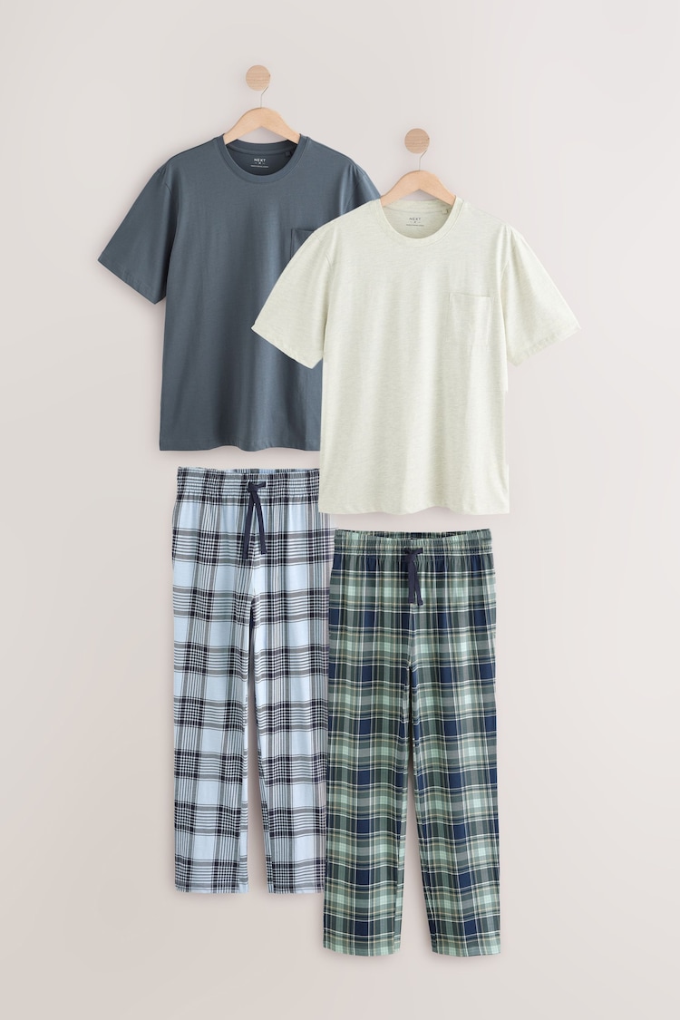 Blue Check Jersey Pyjamas Set 2 Pack - Image 1 of 1