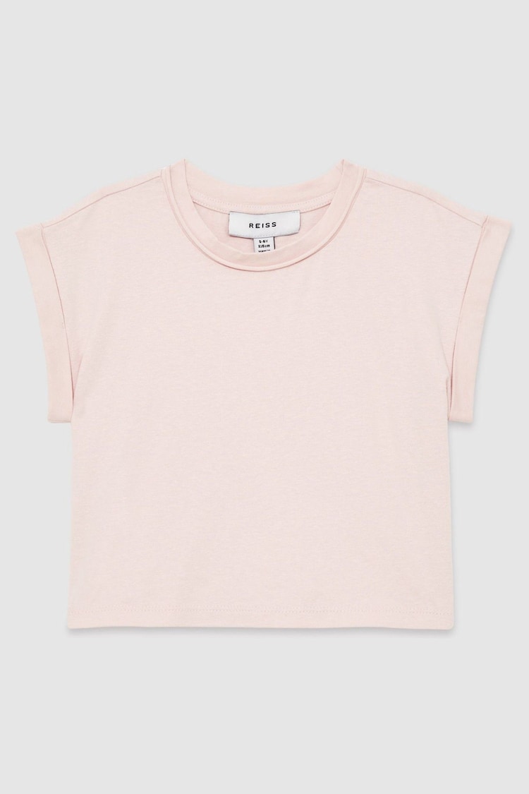 Reiss Pale Pink Terry 9-13 yrs Cotton-Jersey Cropped T-Shirt - Image 1 of 1