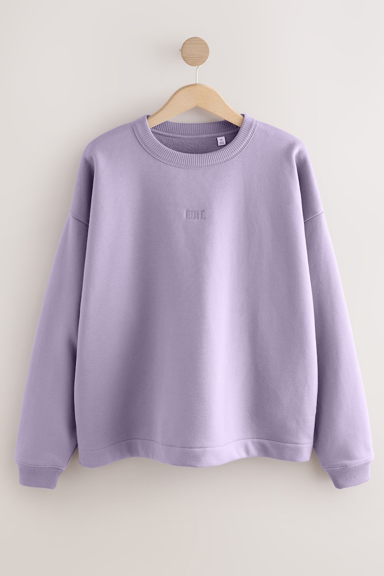 Lilac Purple EDIT Jersey Crew Neck Sweatshirt - Image 1 of 1 Lilac Purple EDIT Jersey Crew Neck Sweatshirt - Image 1 of 1