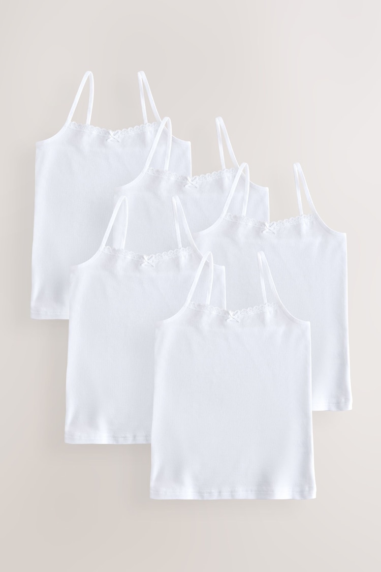 White 5 Pack Elastic Strappy Cami Vests (1.5-16yrs) - Image 1 of 1