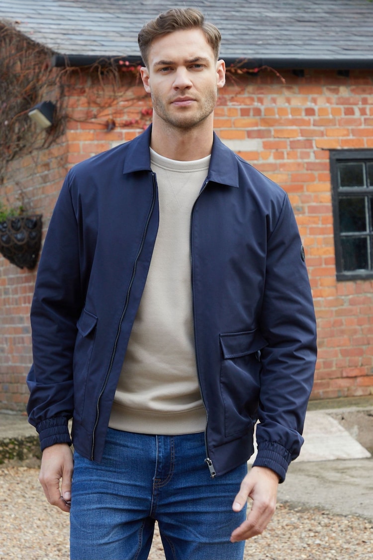 Threadbare Navy Patch Pocket Collared Zip-Through Jacket - Image 1 of 1