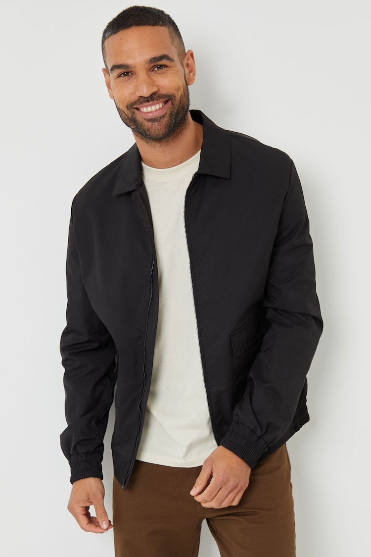 Threadbare Black Patch Pocket Collared Zip-Through Jacket - Image 1 of 1