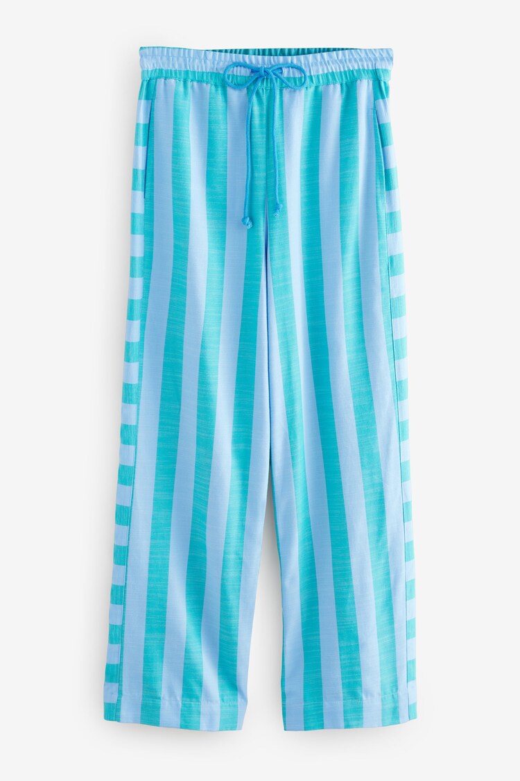 Blue Wide Leg Pull On Striped Trousers - Image 1 of 1