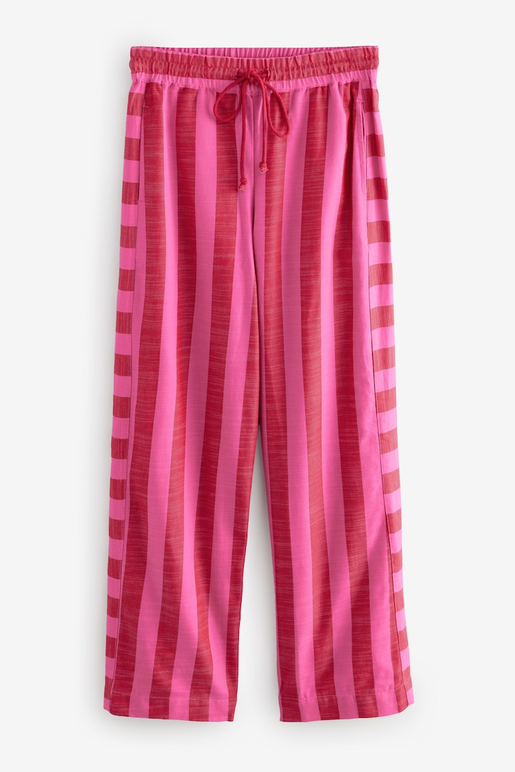Pink Wide Leg Pull On Striped Trousers - Image 1 of 1