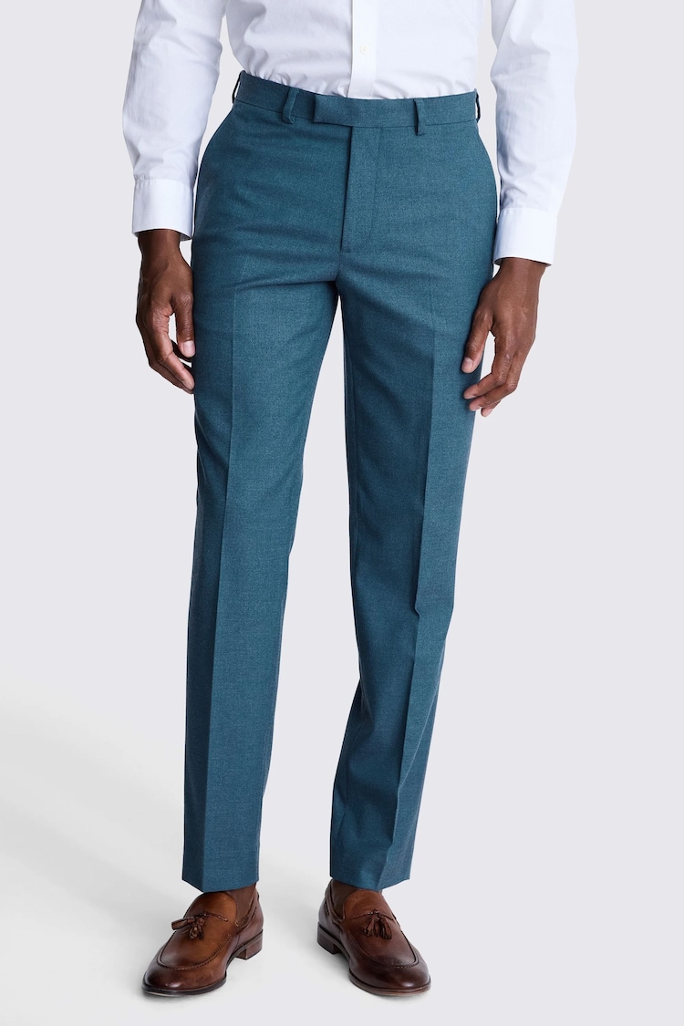 MOSS Blue Tailored Fit Teal Flannel Trousers - Image 1 of 1