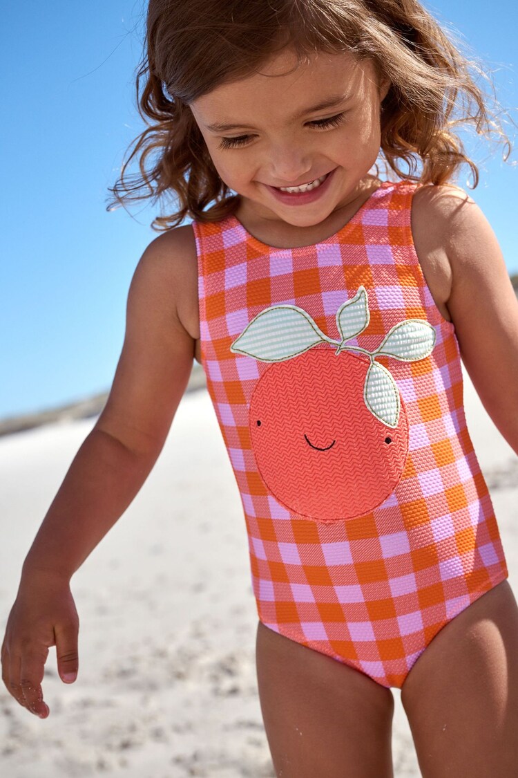 Purple/Orange Check Swimsuit (3mths-7yrs) - Image 1 of 1