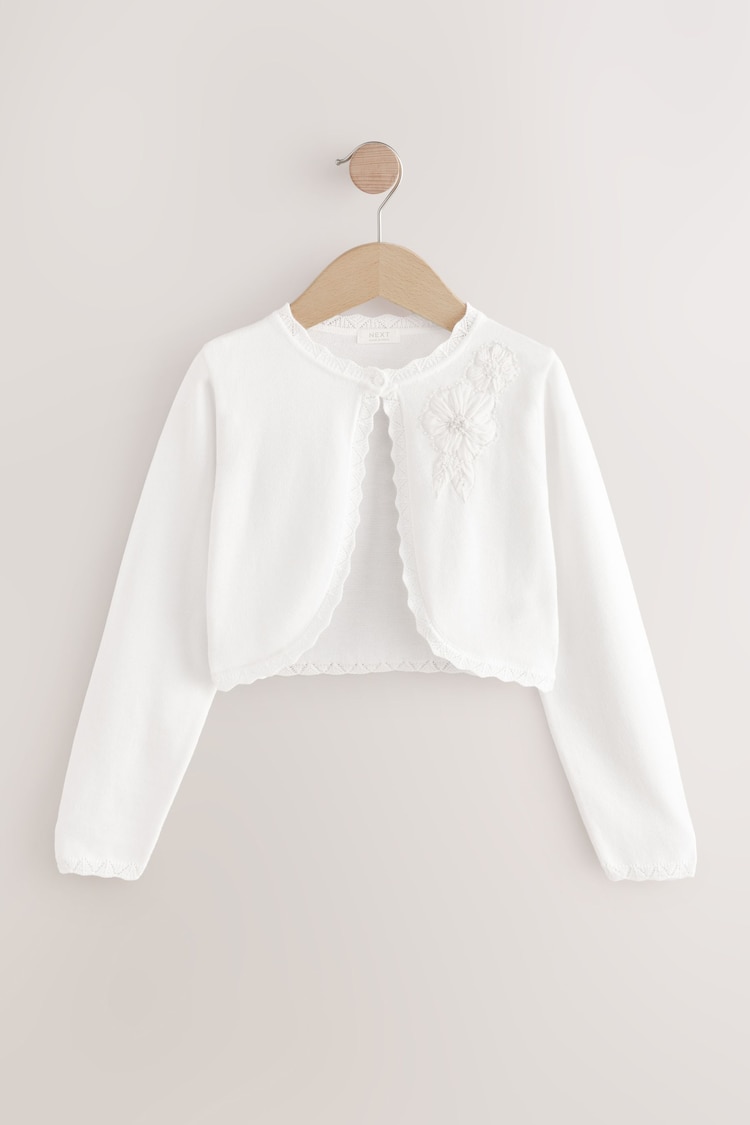 Blanco - 100% Cotton Embellished Occasion Shrug (3-16yrs) - Imagen 1 de 1