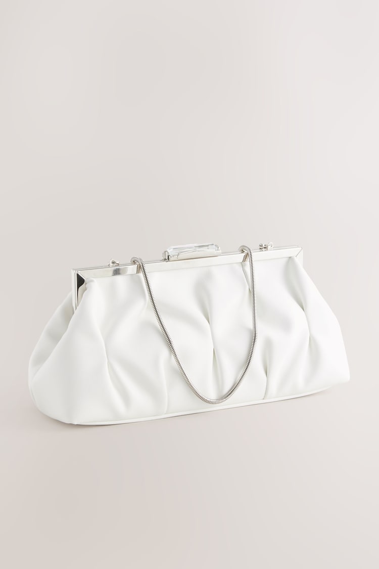 White Pleated Clutch Bag - Image 1 of 1