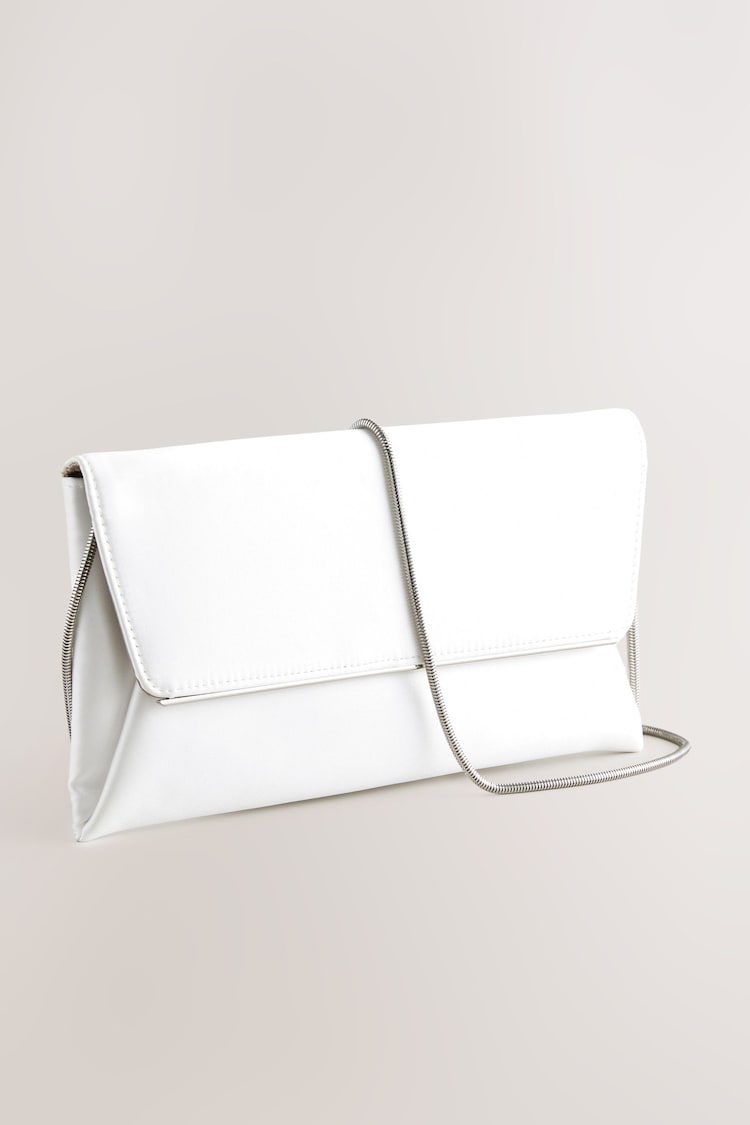 White Clutch Bag With Detachable Chain - Image 1 of 1