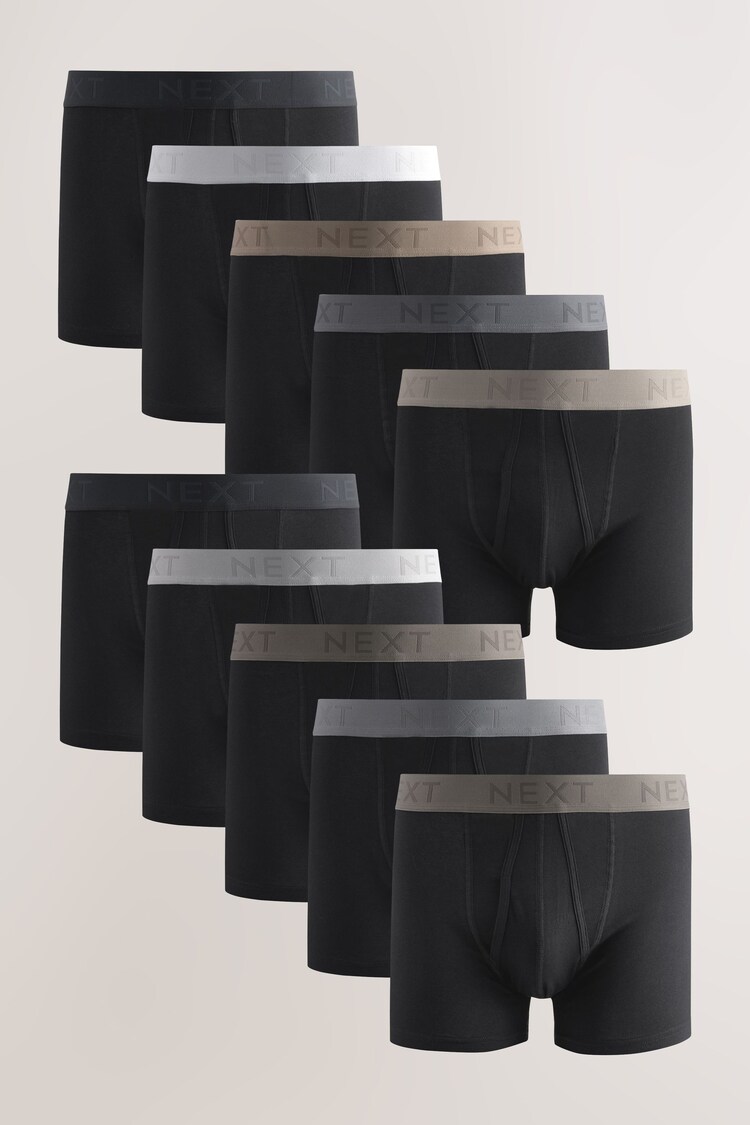 Black Neutral Waistband 10 pack A-Front Boxers - Image 1 of 1