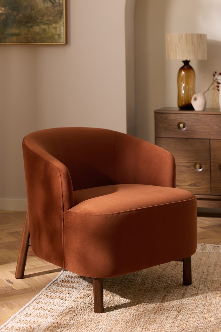 Soft Velvet Rust Brown Alma Accent Chair - Image 1 of 1