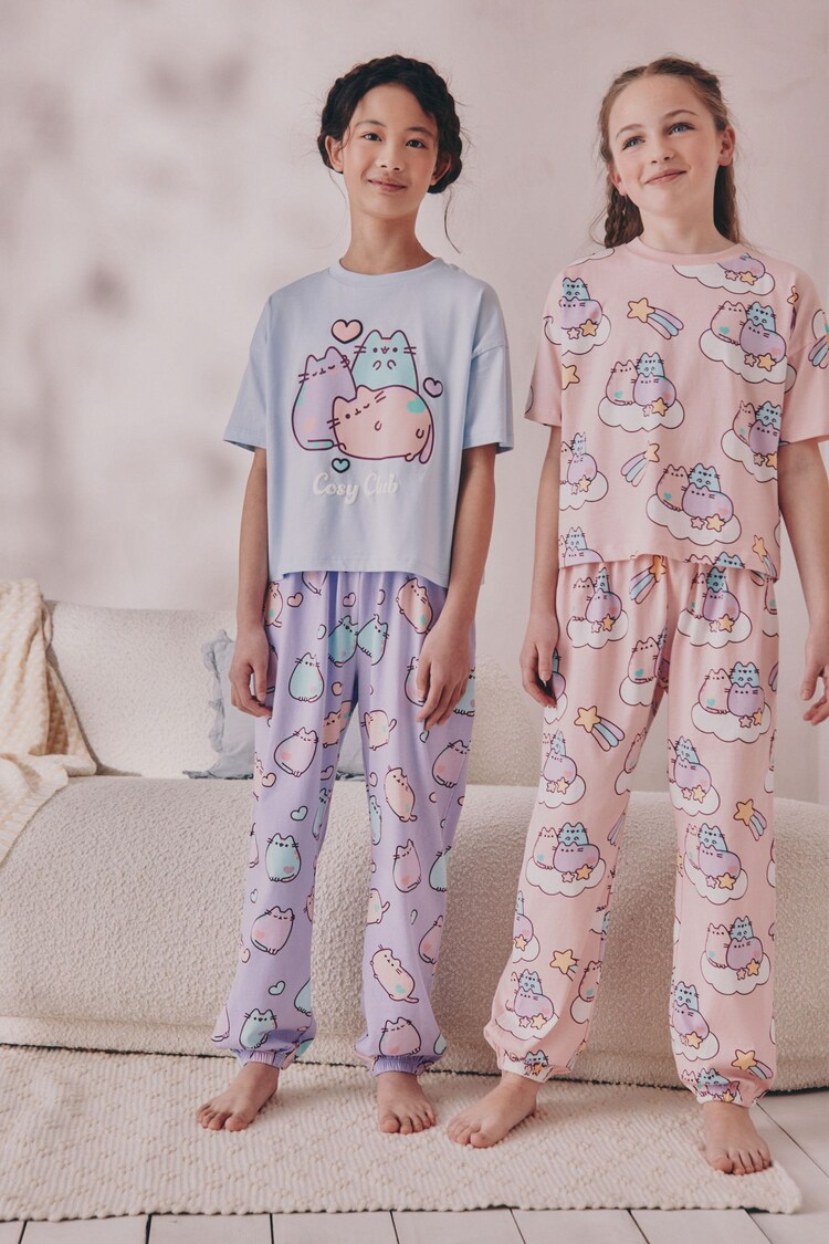 Blue/Pink Pusheen Joggers Pyjamas 2 Pack (6-14yrs) - Image 1 of 1