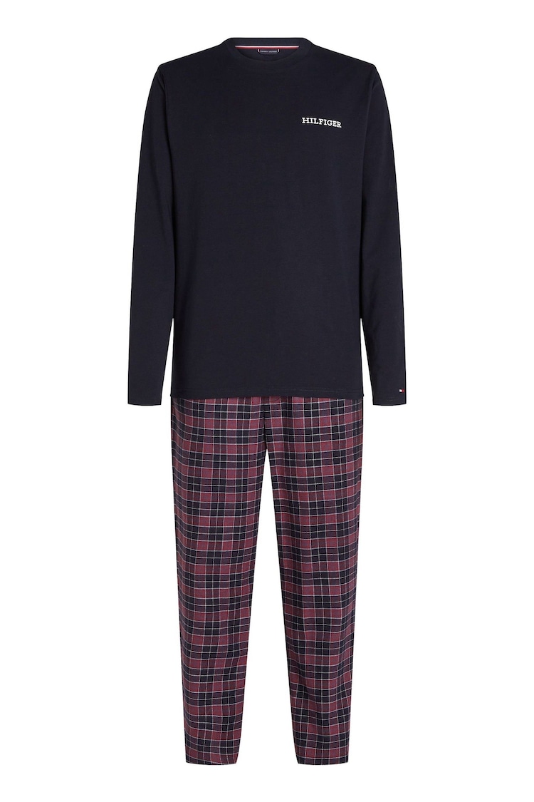Tommy Hilfiger Blue Long Sleeved Print Flannel Pyjamas Set - Image 1 of 1