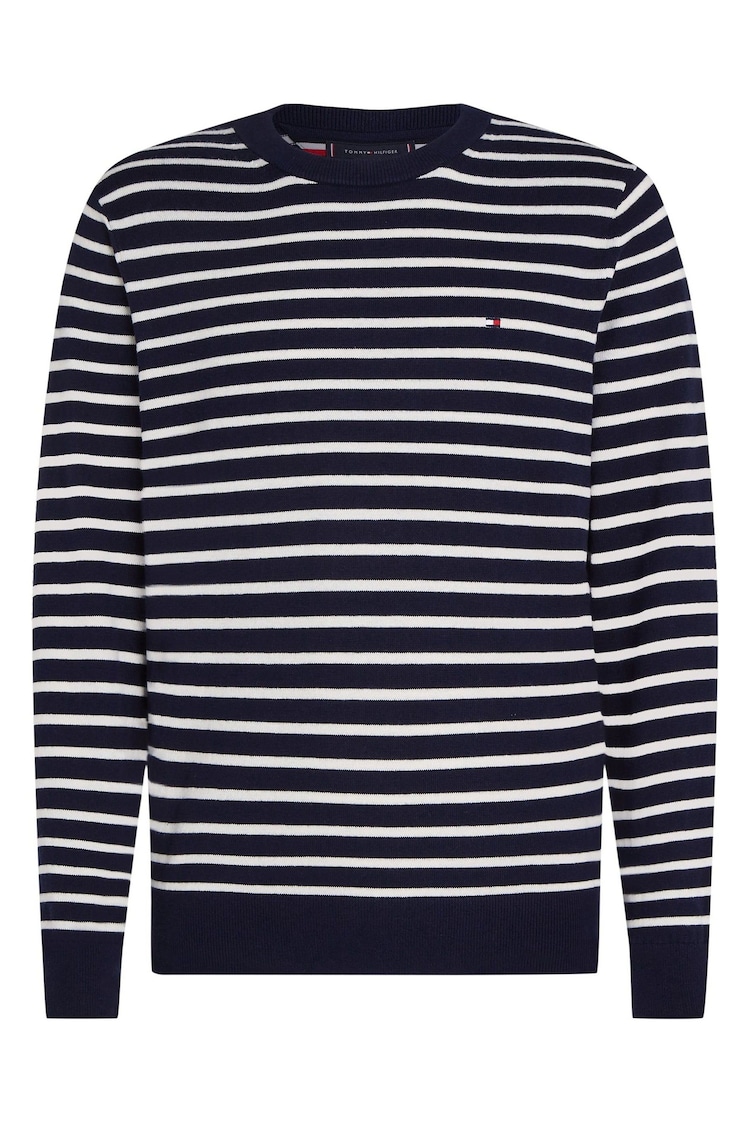 Tommy Hilfiger Blue Cotton Blend Jumper With Cashmere - Image 1 of 1