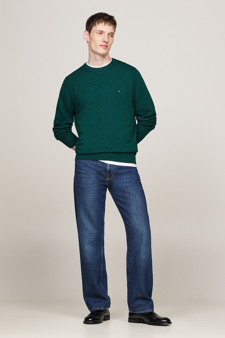 Tommy Hilfiger Green Cotton Blend Jumper With Cashmere - Image 1 of 1