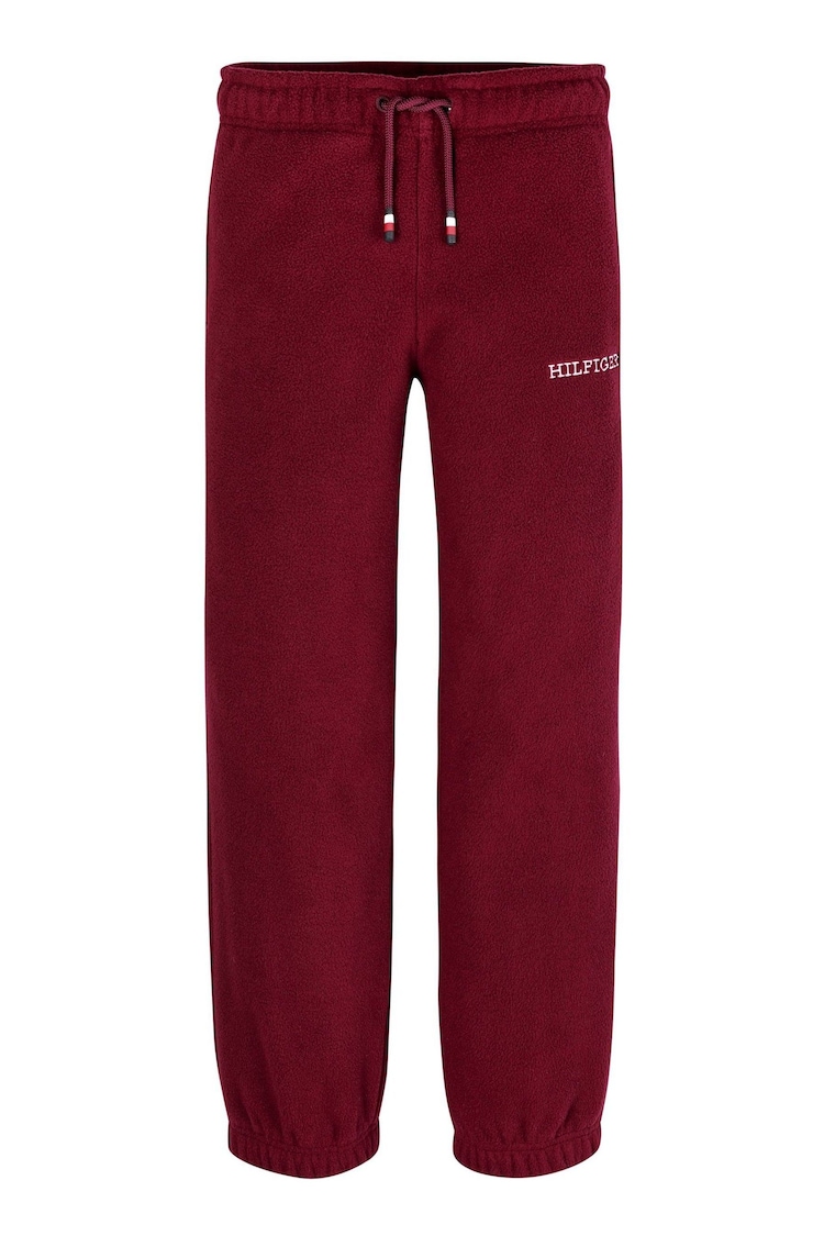 Tommy Hilfiger Burgundy Red Unisex Polar Fleece Joggers - Image 1 of 1