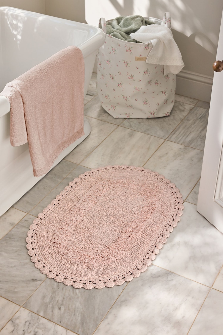 Shabby Chic by Rachel Ashwell® Oval Crochet 100% Cotton Bath Mat - Image 1 of 1