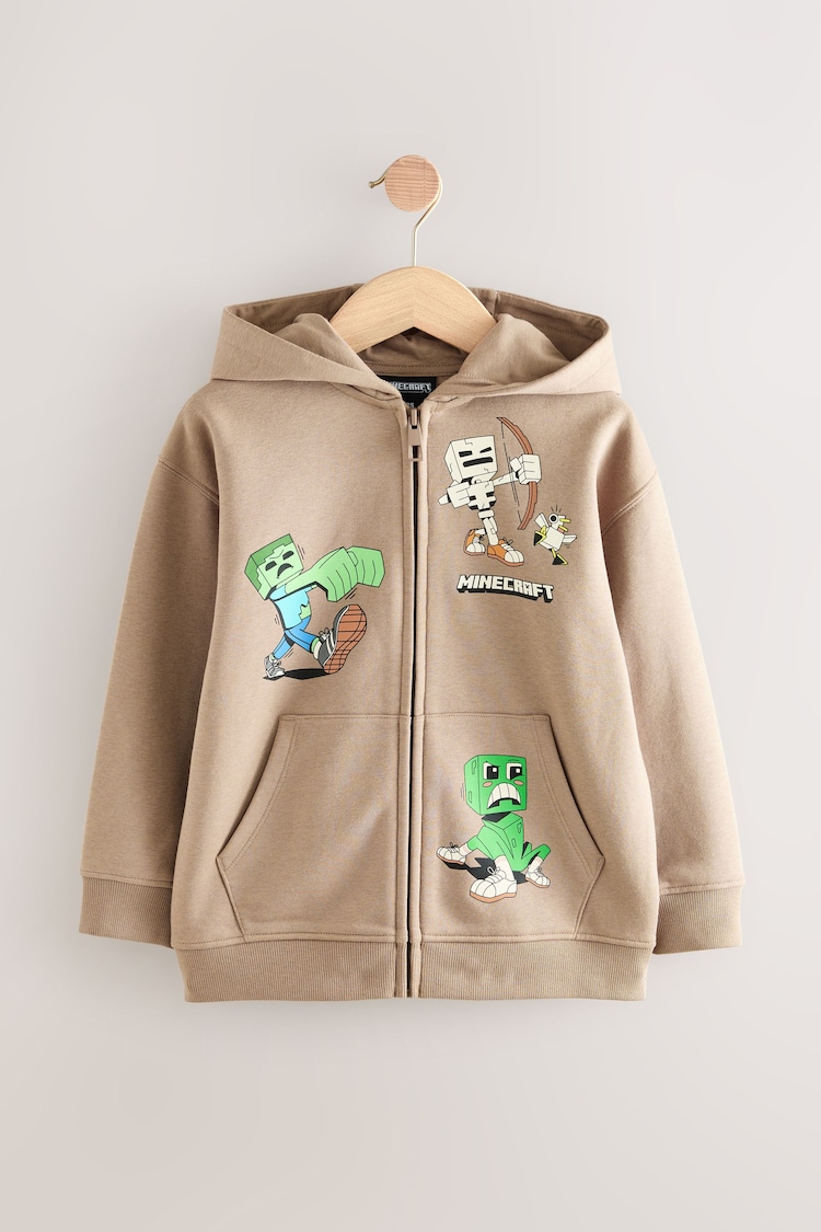 Светло-коричневый - Minecraft Stone Zip Through Hoodie (3-16yrs) - Изображение 1 из 1