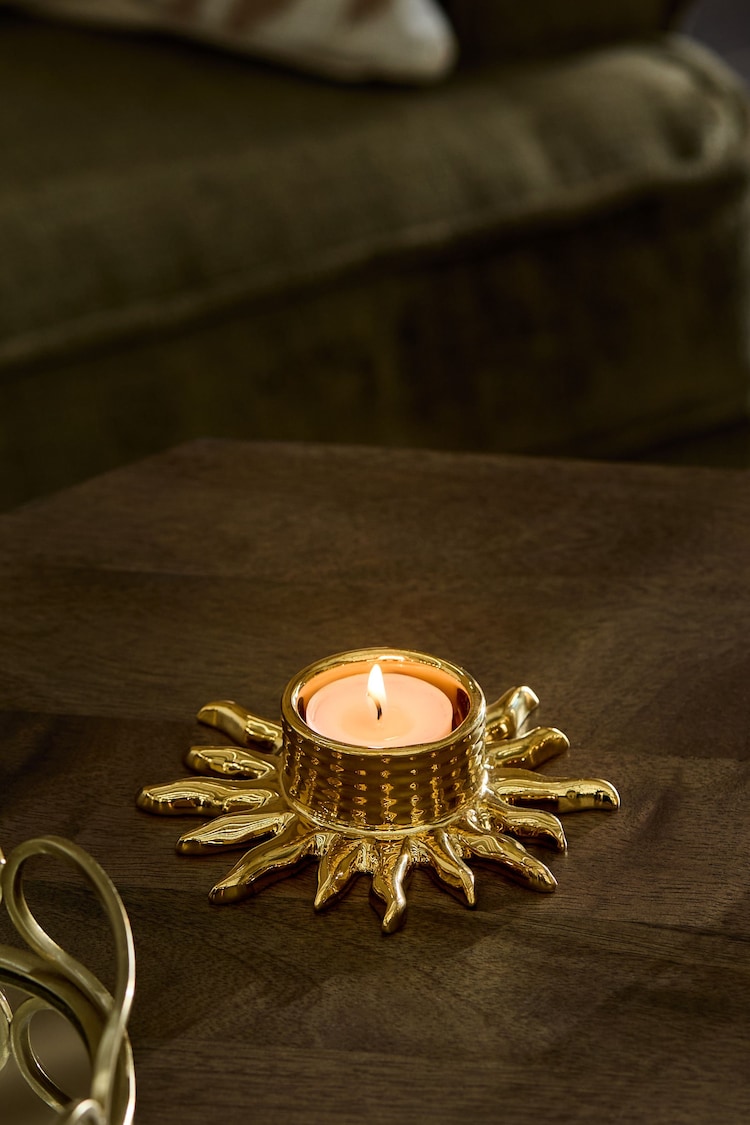 Gold Ceramic Sun Tea Light Holder - Image 1 of 1
