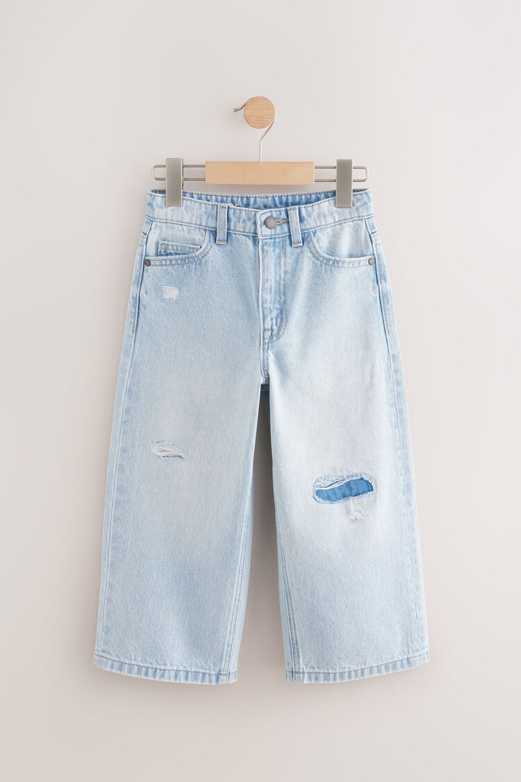 Bleach Distressed Super-wide Fit Authentic 100% Cotton Jeans (3-16yrs) - Image 1 of 1