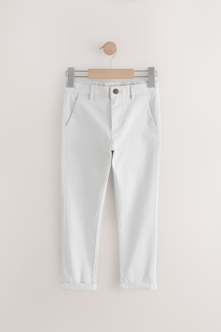 Silver Grey Skinny Fit Stretch Chino Trousers (3-17yrs) - Image 1 of 1