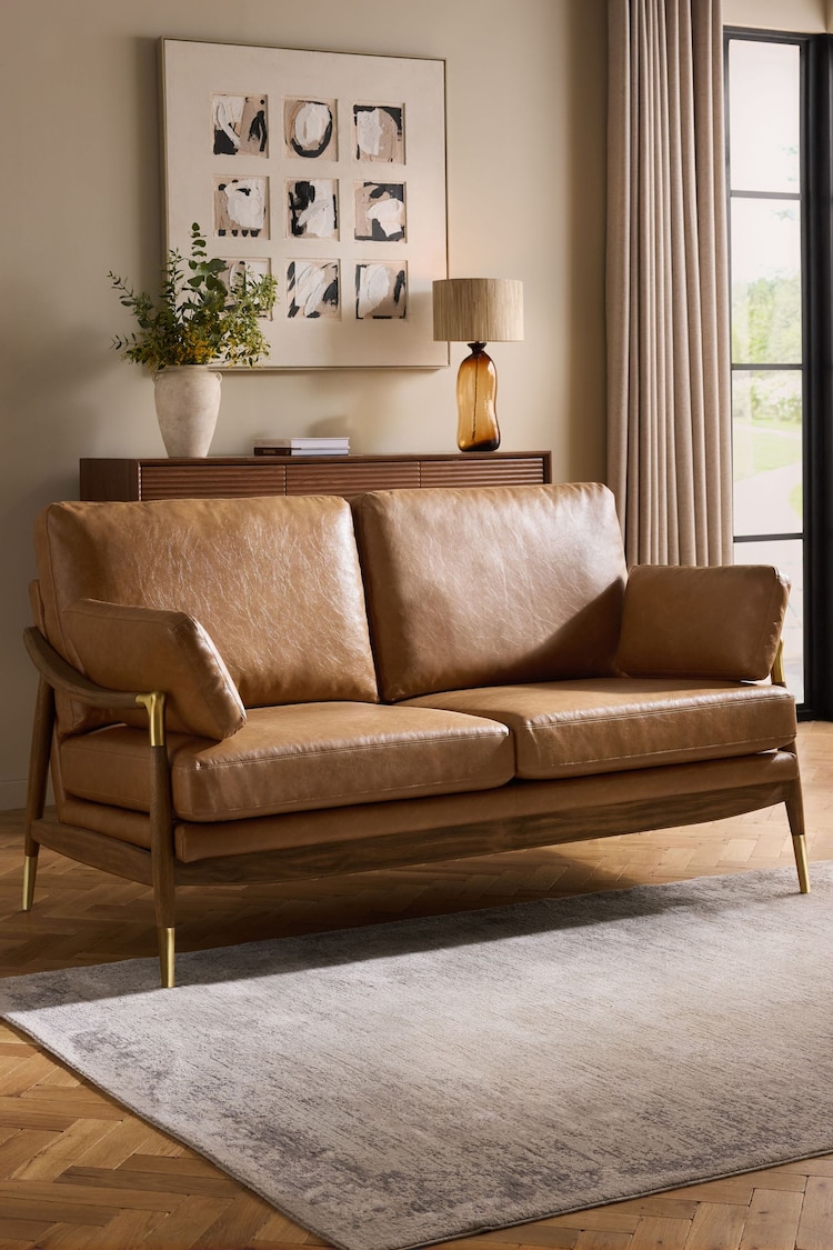 Vintaged Faux Leather Light Brown Flinton Sofa - Image 1 of 1