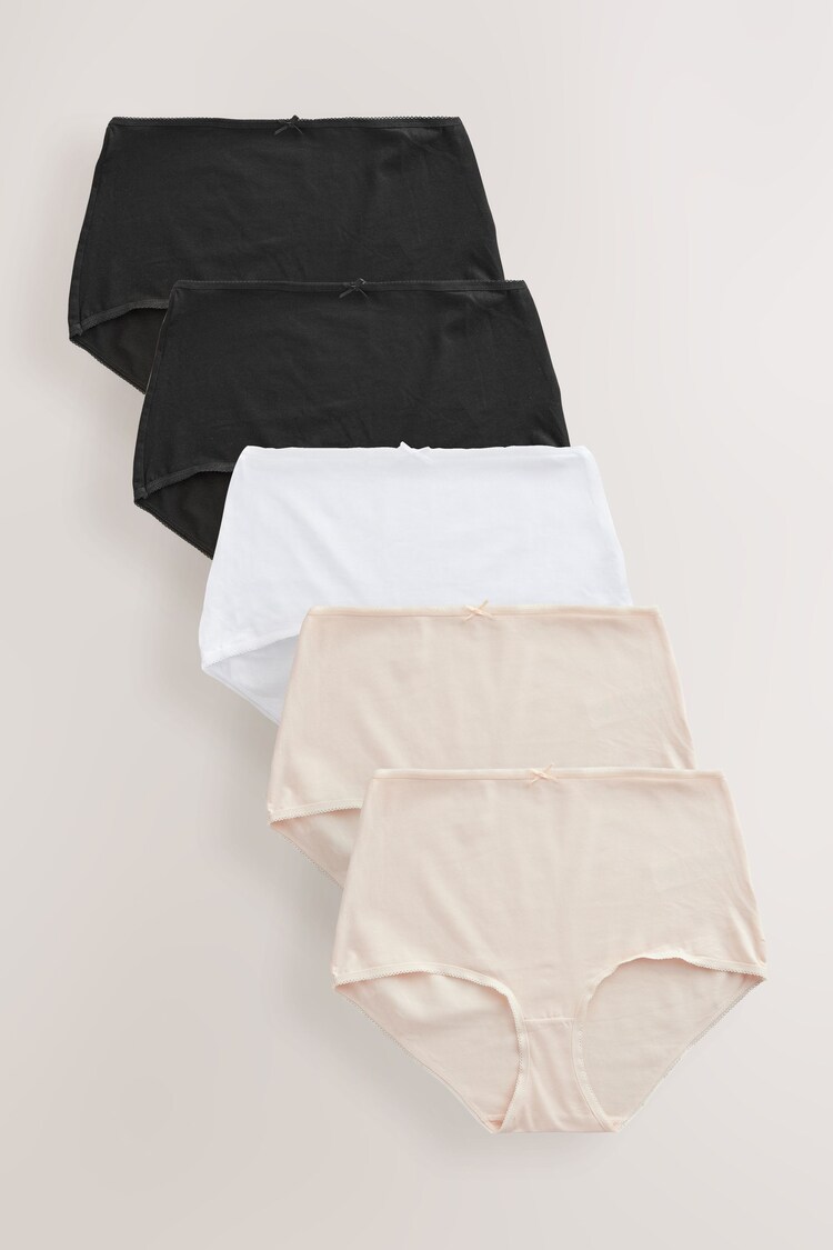 Black / Pastel Rose Nude / White Full Brief Rich Knickers 5 Pack - Image 1 of 1