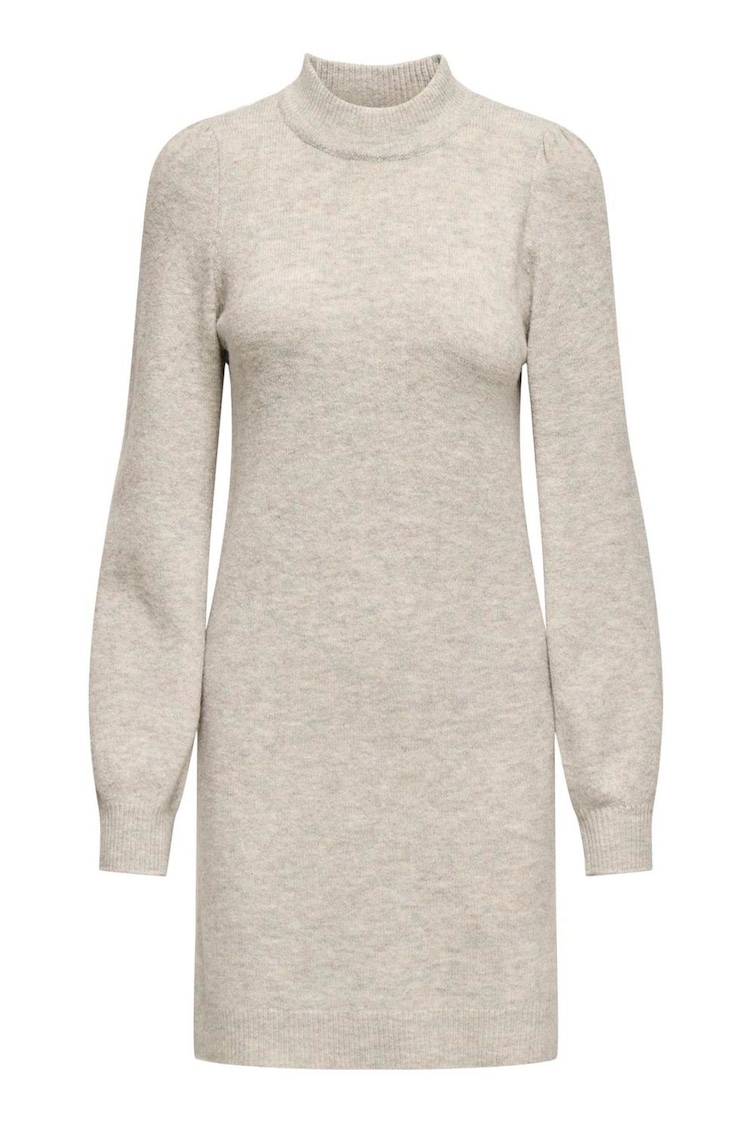 JDY Grey High Neck Knitted Mini Jumper Dress - Image 1 of 1
